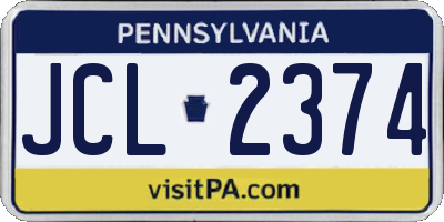 PA license plate JCL2374