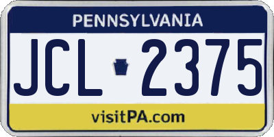 PA license plate JCL2375
