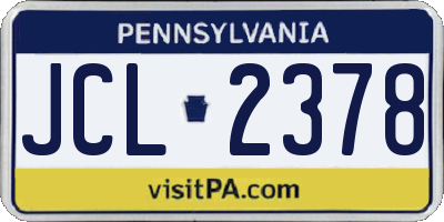 PA license plate JCL2378