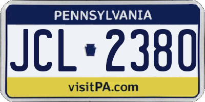 PA license plate JCL2380