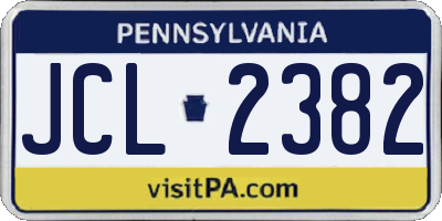 PA license plate JCL2382