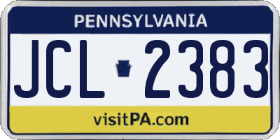 PA license plate JCL2383