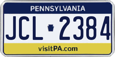 PA license plate JCL2384