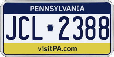 PA license plate JCL2388