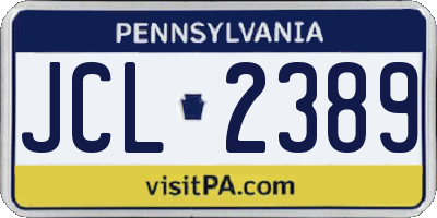 PA license plate JCL2389