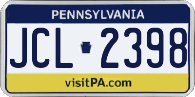PA license plate JCL2398