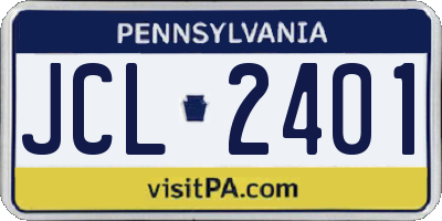 PA license plate JCL2401