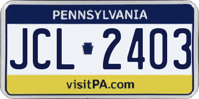 PA license plate JCL2403