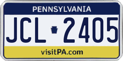 PA license plate JCL2405