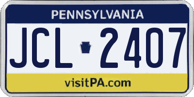 PA license plate JCL2407