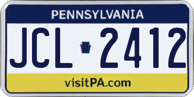 PA license plate JCL2412