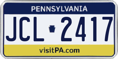 PA license plate JCL2417