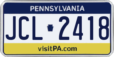 PA license plate JCL2418