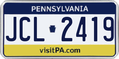 PA license plate JCL2419