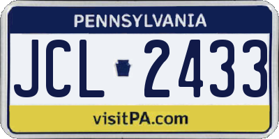 PA license plate JCL2433