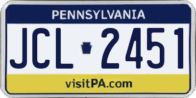 PA license plate JCL2451