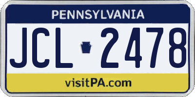 PA license plate JCL2478