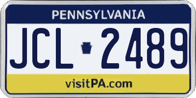 PA license plate JCL2489
