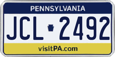 PA license plate JCL2492