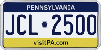 PA license plate JCL2500