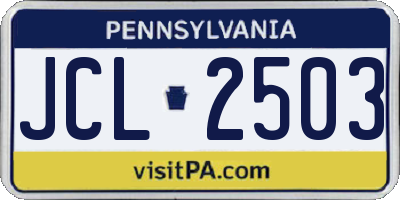 PA license plate JCL2503