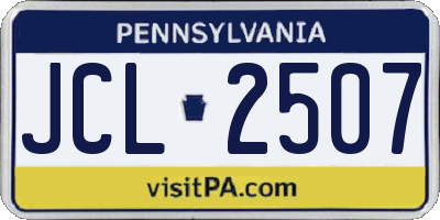 PA license plate JCL2507