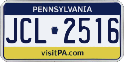 PA license plate JCL2516