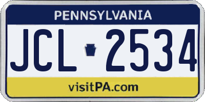 PA license plate JCL2534