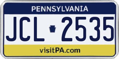 PA license plate JCL2535