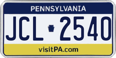 PA license plate JCL2540