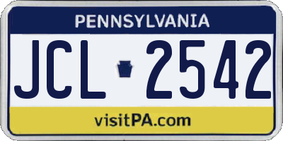 PA license plate JCL2542
