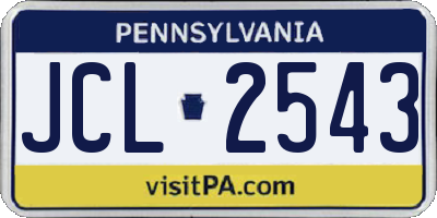 PA license plate JCL2543