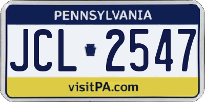 PA license plate JCL2547