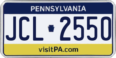 PA license plate JCL2550