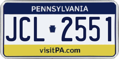 PA license plate JCL2551