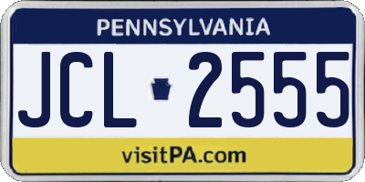 PA license plate JCL2555