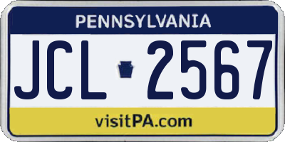 PA license plate JCL2567