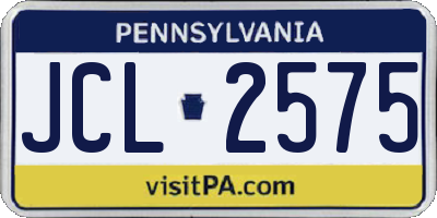 PA license plate JCL2575
