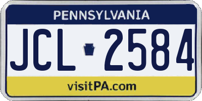 PA license plate JCL2584