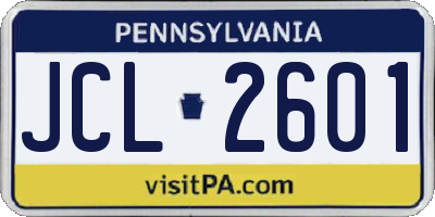 PA license plate JCL2601