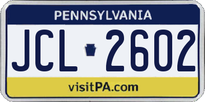 PA license plate JCL2602