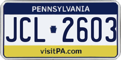 PA license plate JCL2603