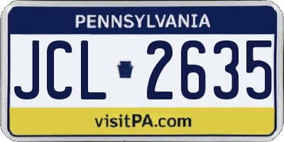 PA license plate JCL2635