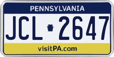 PA license plate JCL2647