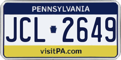 PA license plate JCL2649