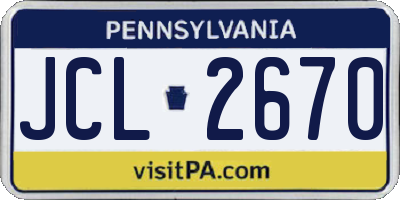 PA license plate JCL2670
