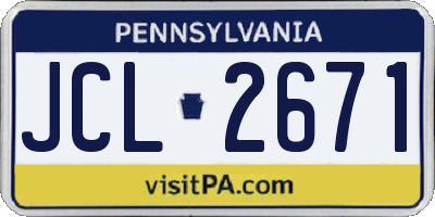 PA license plate JCL2671