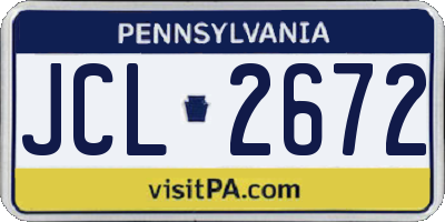 PA license plate JCL2672