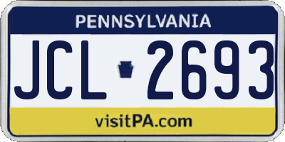 PA license plate JCL2693