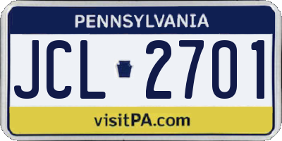 PA license plate JCL2701